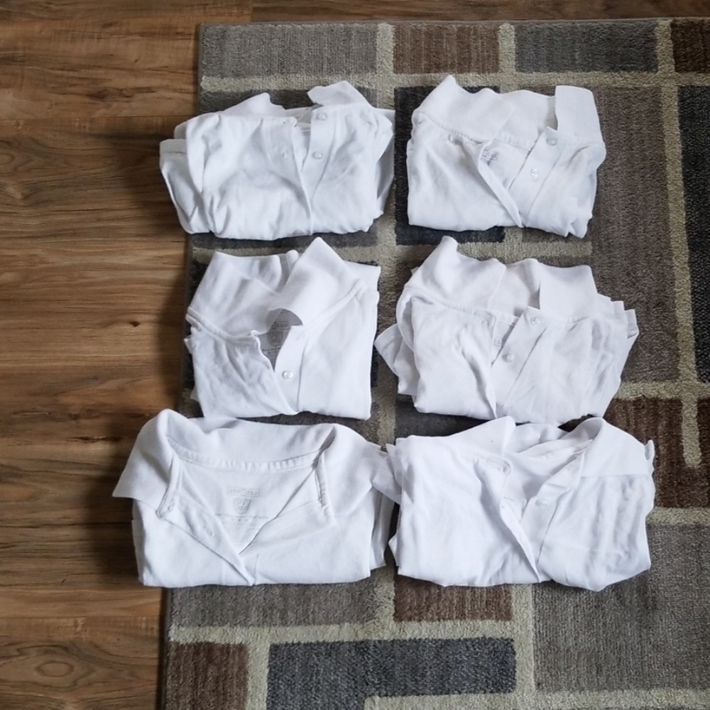 6 White Polos